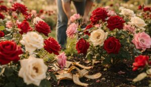 Seit ich Bananenschalen trockne und zerbrösele, spare ich mir teuren Rosendünger